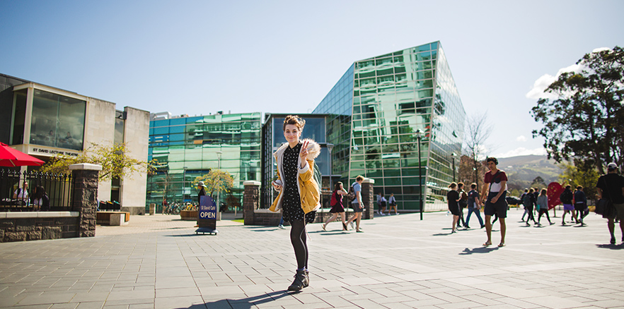 University of Otago student standing outside the St David Complex